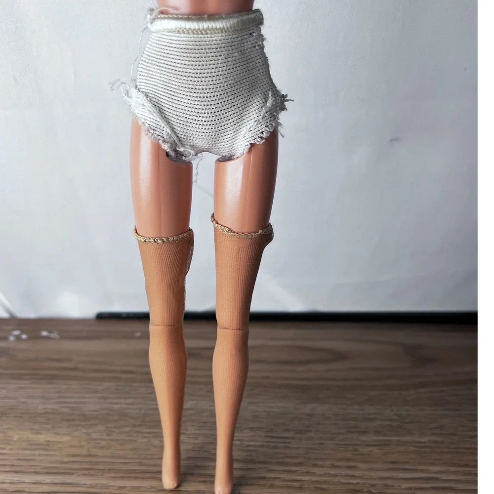 Vintage Doll‎ Clothes Set Mesh Stockings Distressed Shorts Lace Top 12in Doll